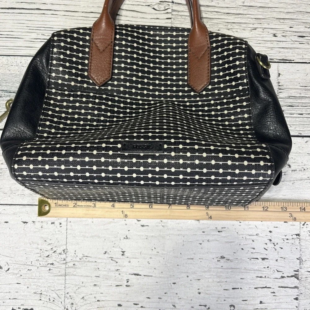 Fossil Fiona‎ Dash/dot Black And White Handbag Key bag
